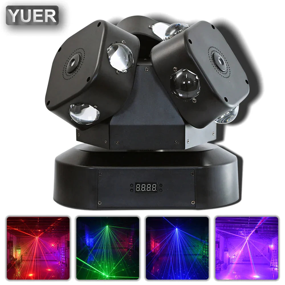 DecorBites™ 12X10W 3-Head Moving Head Light with RGG Laser - Perfect for Events!