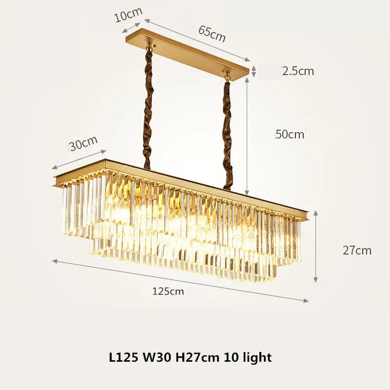DecorBites™ Gold Black Metal LED Pendant Lights with Crystal Suspension and Chain Hangings