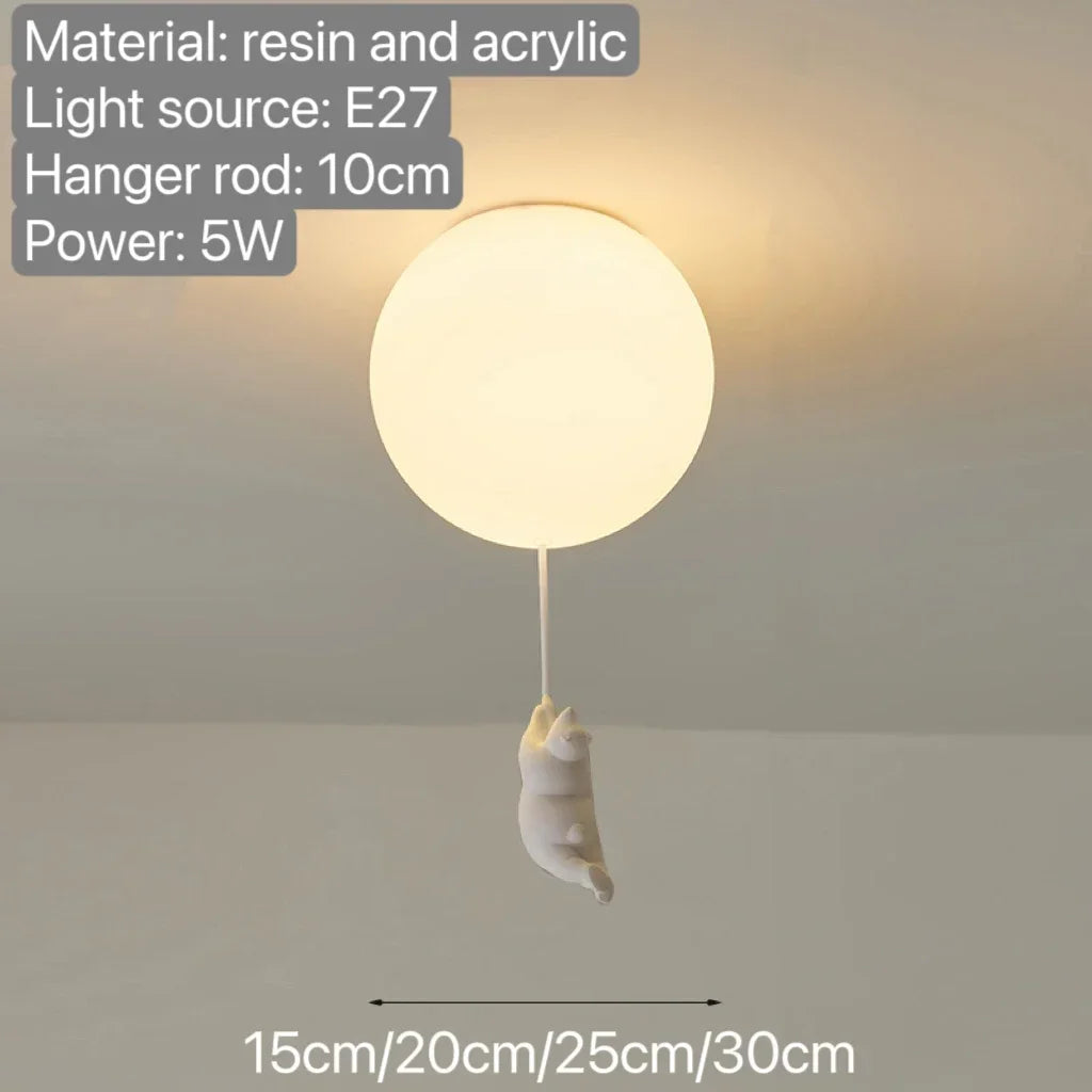 DecorBites™ Bear Pendant Light: Kids Bedroom Chandelier LED Balloon Ceiling Lamp