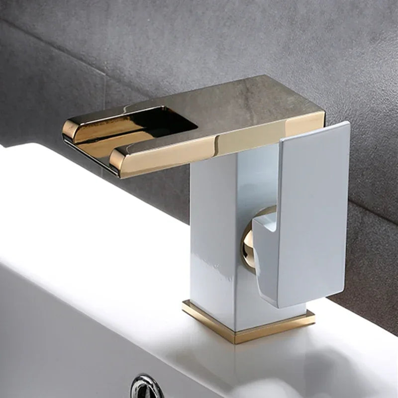 DecorBites™ LED Waterfall Basin Faucet - Single Handle Mixer Tap in White, Black, or Chrome