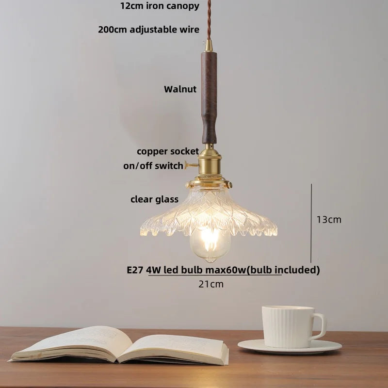 DecorBites™ White Ceramic LED Pendant Light with Walnut Wood Accent - Modern Nordic Design