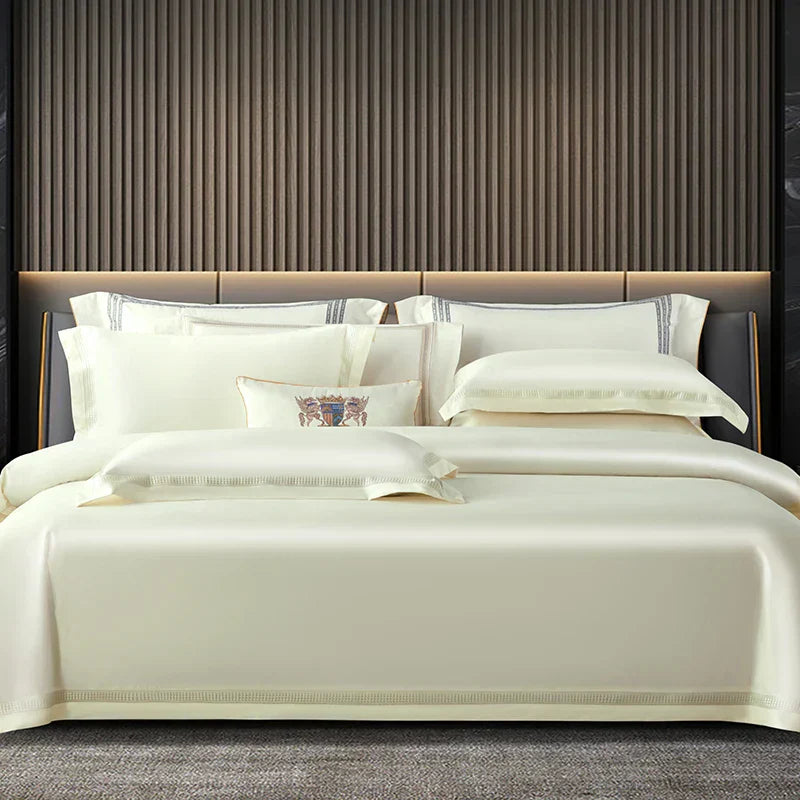 DecorBites™ Egyptian Cotton Duvet Cover Set, 1000TC Bedding: Quilt Cover, Sheet, Pillowcases
