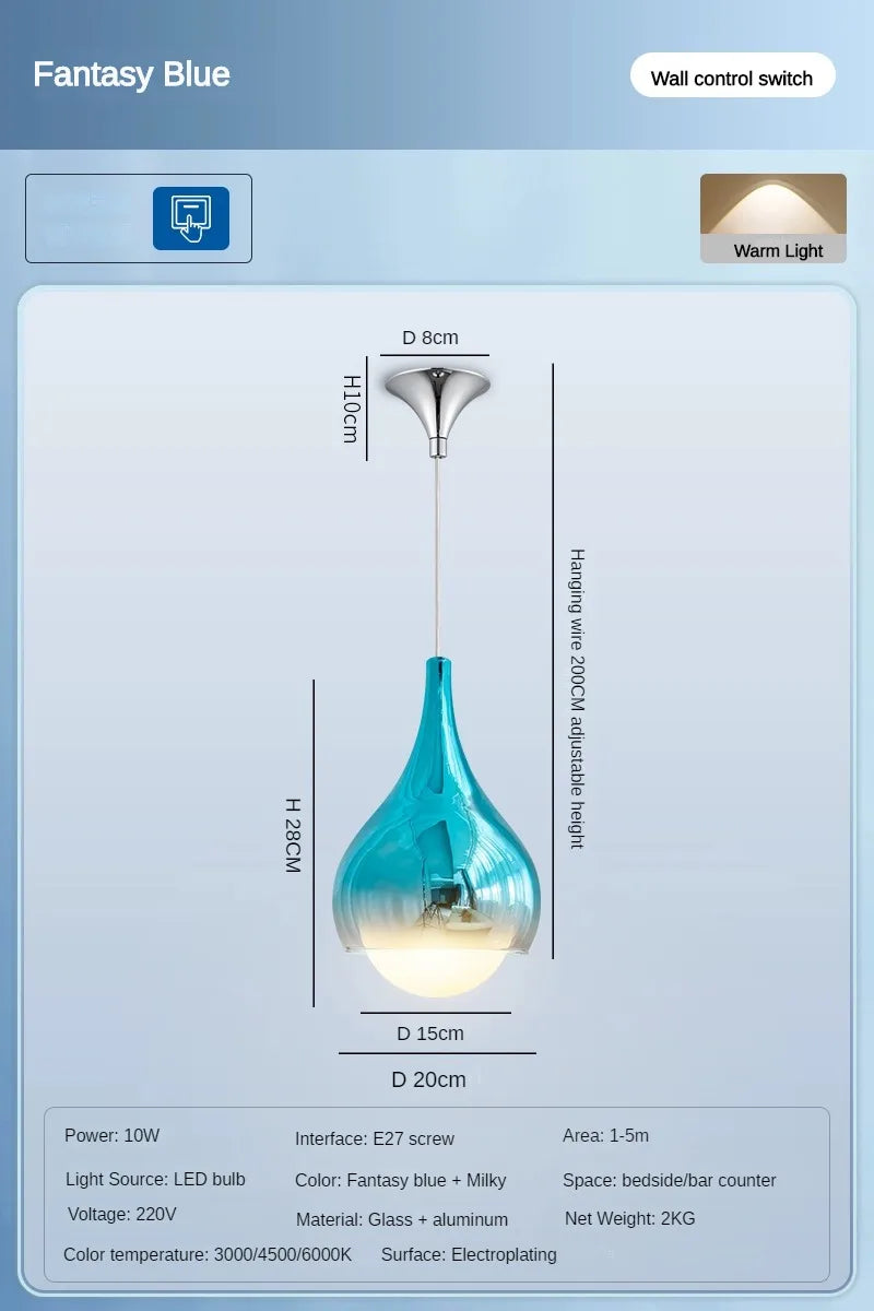 DecorBites™ LED Water Droplet Ceiling Chandelier - Modern Bedroom Pendant Lamp