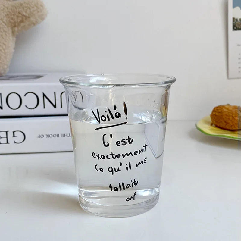 DecorBites™ 320ml Glass Tumbler Cup - French Style Bon Appetit Iced Coffee Juice Water Glass