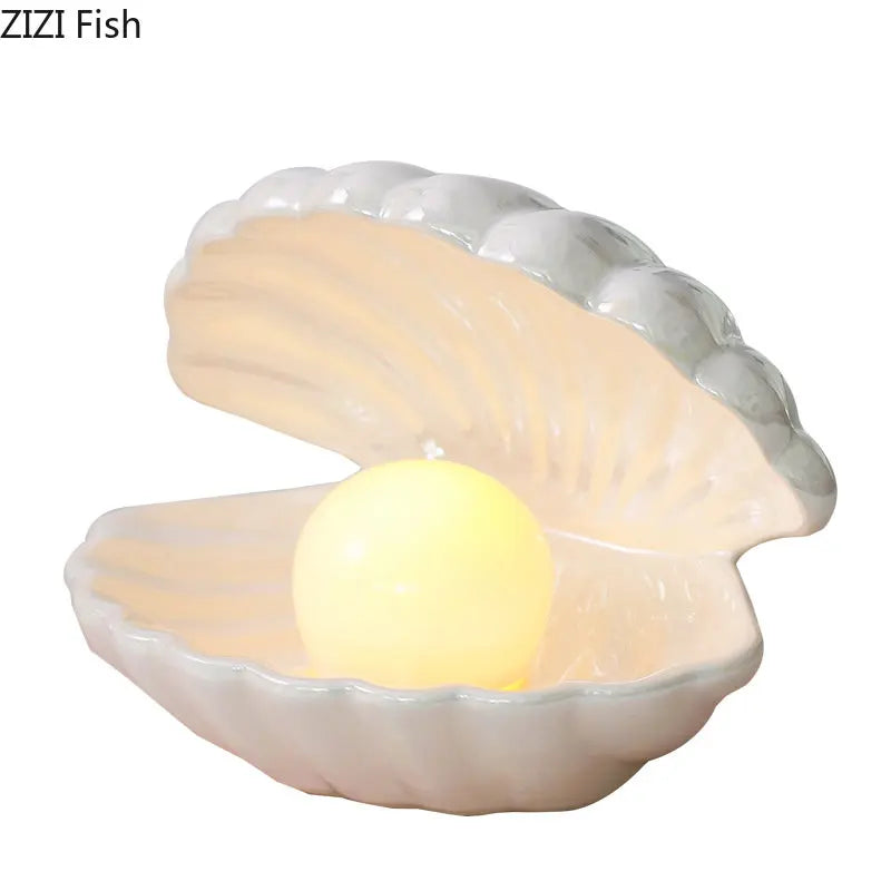 DecorBites™ Dream Pearl Ceramic Lamp Desk Decoration Modern Home Decor Ornaments Shell Storage Box