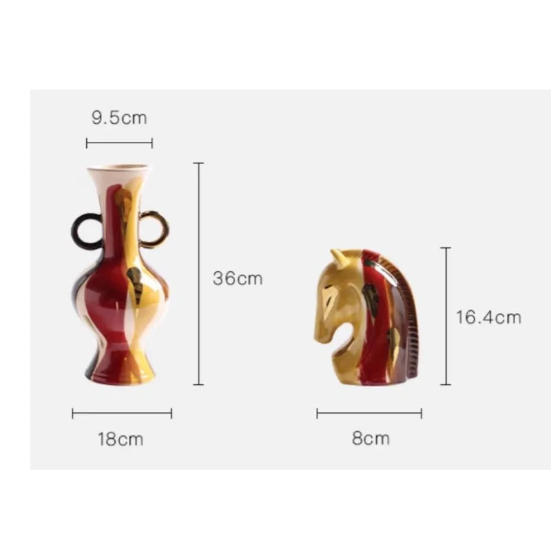 DecorBites™ Geometric Horse Head Ceramic Vase & Animal Statue Home Decor