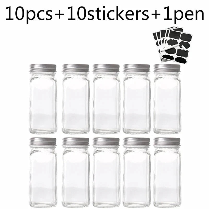 DecorBites™ Glass Seasoning Jar Set Kitchen Spice Box Canister BBQ Bottle Jar