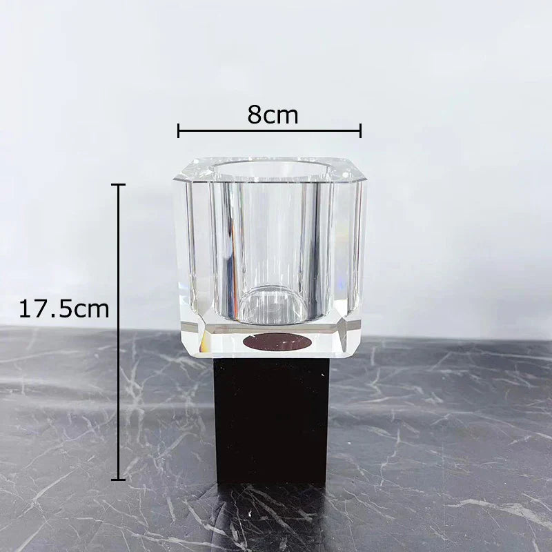 DecorBites™ Geometric Square Glass Vase Artificial Flowers Modern Floral Arrangement