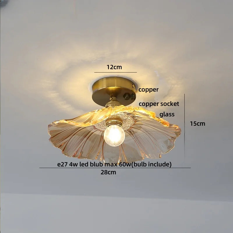 DecorBites™ Glass Grid LED Ceiling Lamp: Luxury Crystal Nordic Copper Ceiling Lights