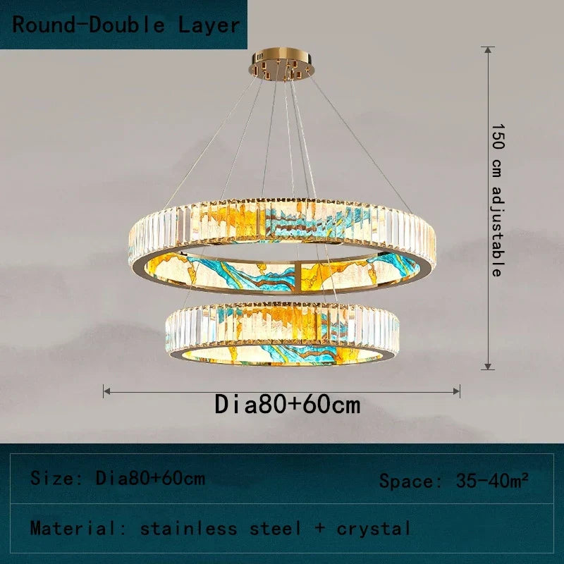 DecorBites™ Crystal Chandelier Pendant Lamp, Exquisite Oriental Style Lighting for Home
