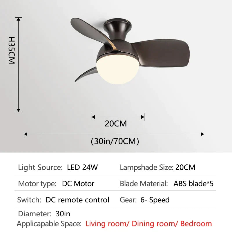 DecorBites™ Bedroom & Study Ceiling Fan Light with Mute Electric Fan Chandelier, 110V 220V