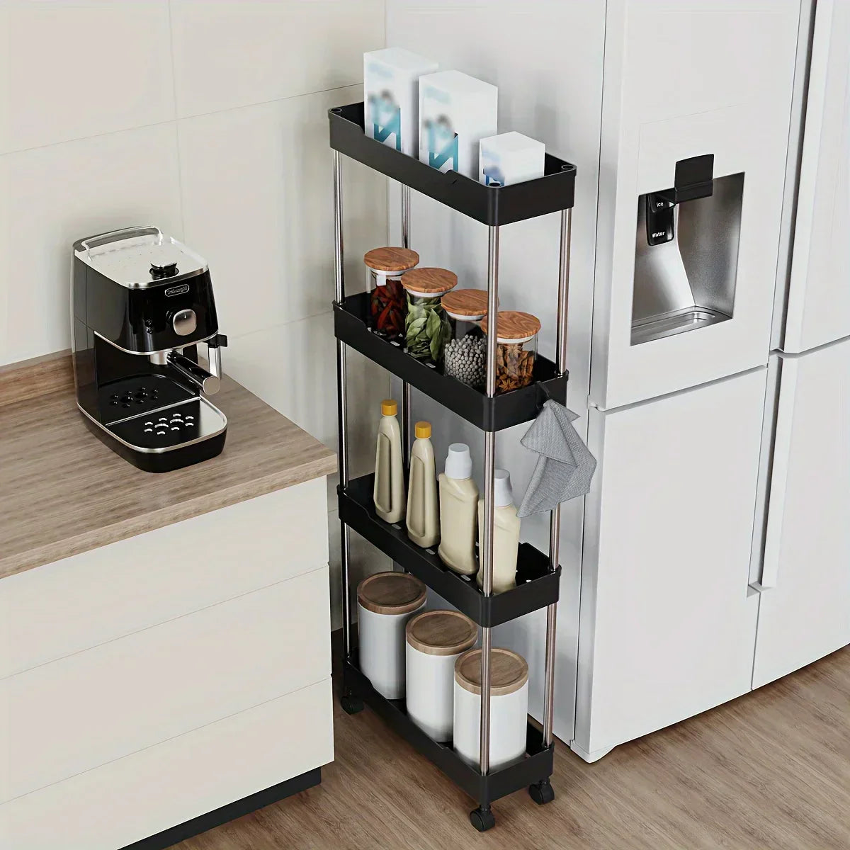 DecorBites™ Bathroom Storage Rack with Wheels - Multi-Purpose Rolling Utility Cart