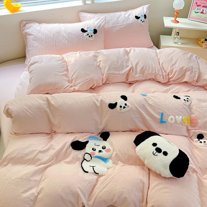 DecorBites™ Cartoon Embroidery Bedding Set for Single & Double Sleepers