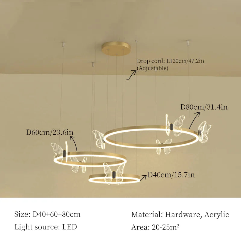 DecorBites™ LED Butterfly Chandelier Pendant Light for Modern Living Room