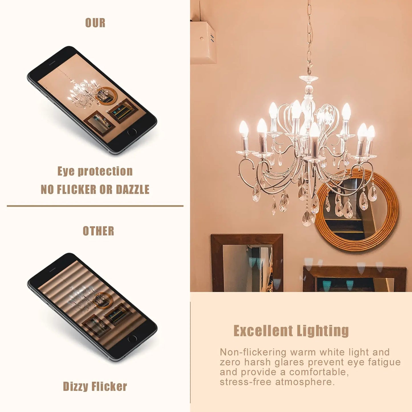 DecorBites™ 6.5W Candle Flame Effect LED Bulb - High Lumens, Dimmable Edison Filament Light