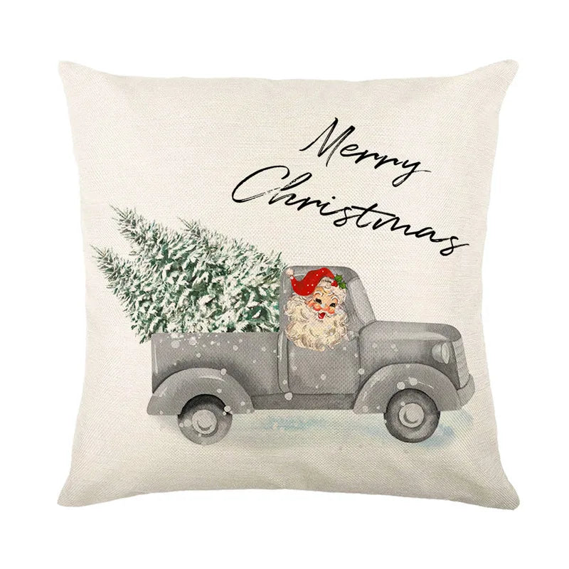DecorBites™ Christmas Snow Elk Pillow Cover for Festive Home Decor