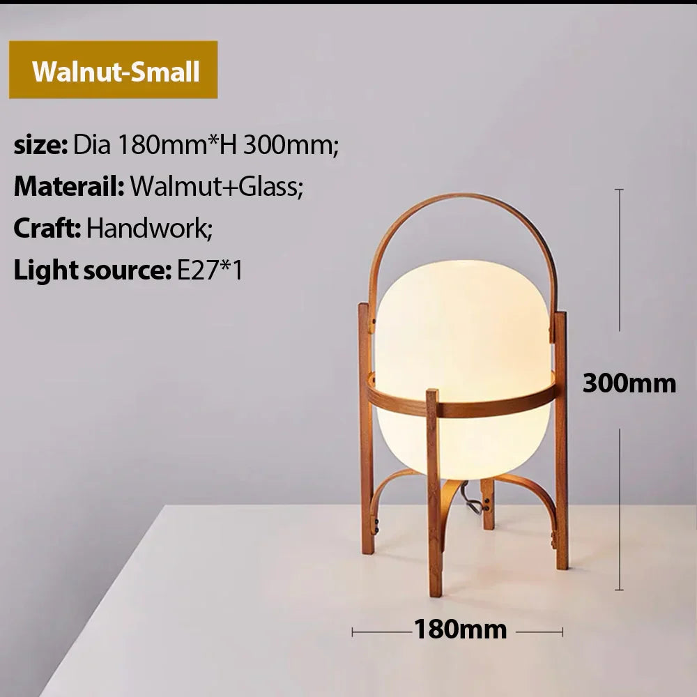 DecorBites™ Glass & Wood/Metal Table Lamp - Japanese Style Room Light