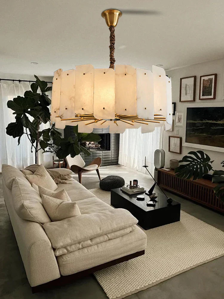 DecorBites™ Brass Stone Pendant Light Dimmable E14 Bulb for Dining Room