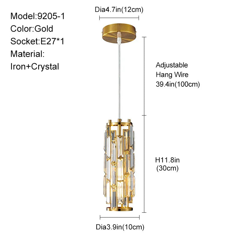 DecorBites™ Gold Crystal Chandelier: Elegant Dining Room Pendant Lighting