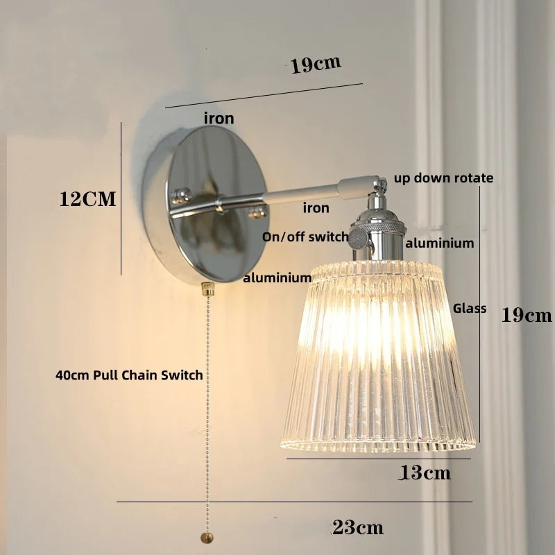 DecorBites™ Clear Glass Iron Wall Lamp - Dual Light Up Down Rotate for Home Décor