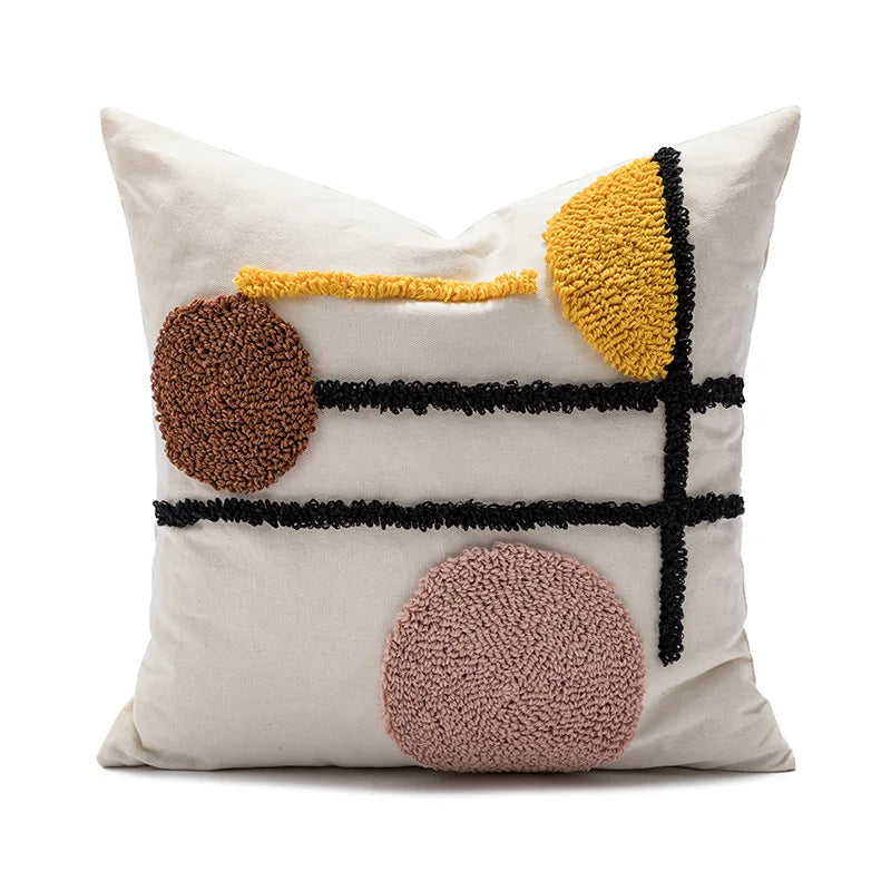 DecorBites™ Boho Geometric Tufted Tassel Cushion Cover 30x50/45x45cm