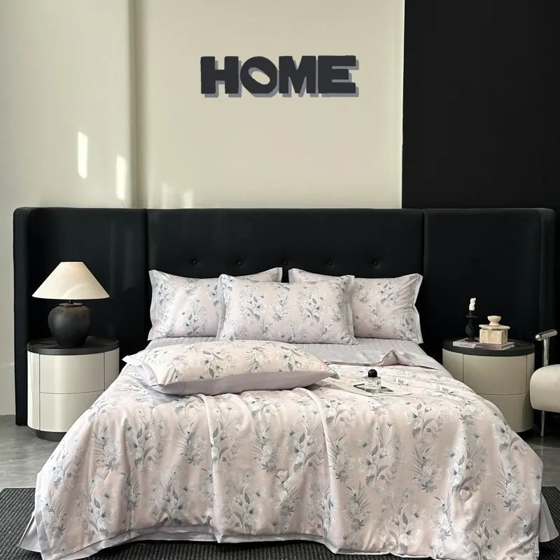 DecorBites™ Cool Silk Summer Quilt Set with Sheets & Pillowcases