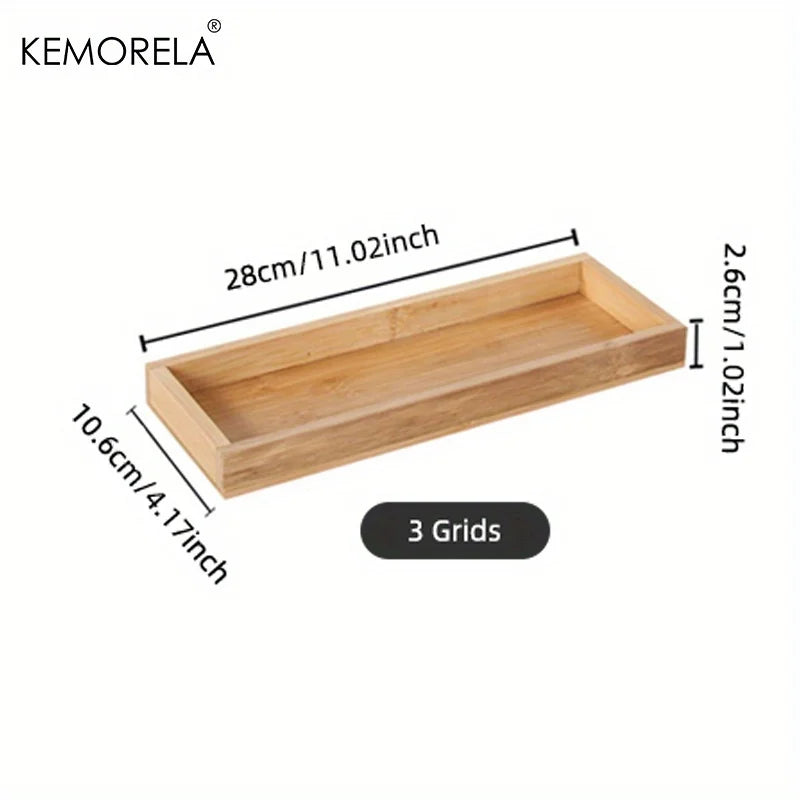 DecorBites™ Bamboo Wooden Rectangular Tea Tray | Elegant Tea Cup Stand Tray for Dining