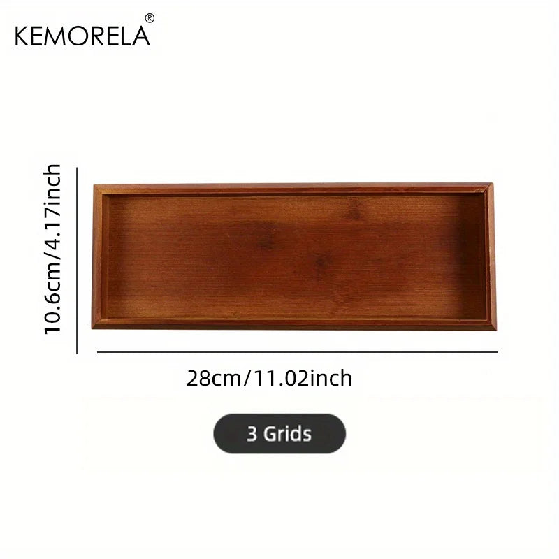 DecorBites™ Bamboo Wooden Rectangular Tea Tray | Elegant Tea Cup Stand Tray for Dining