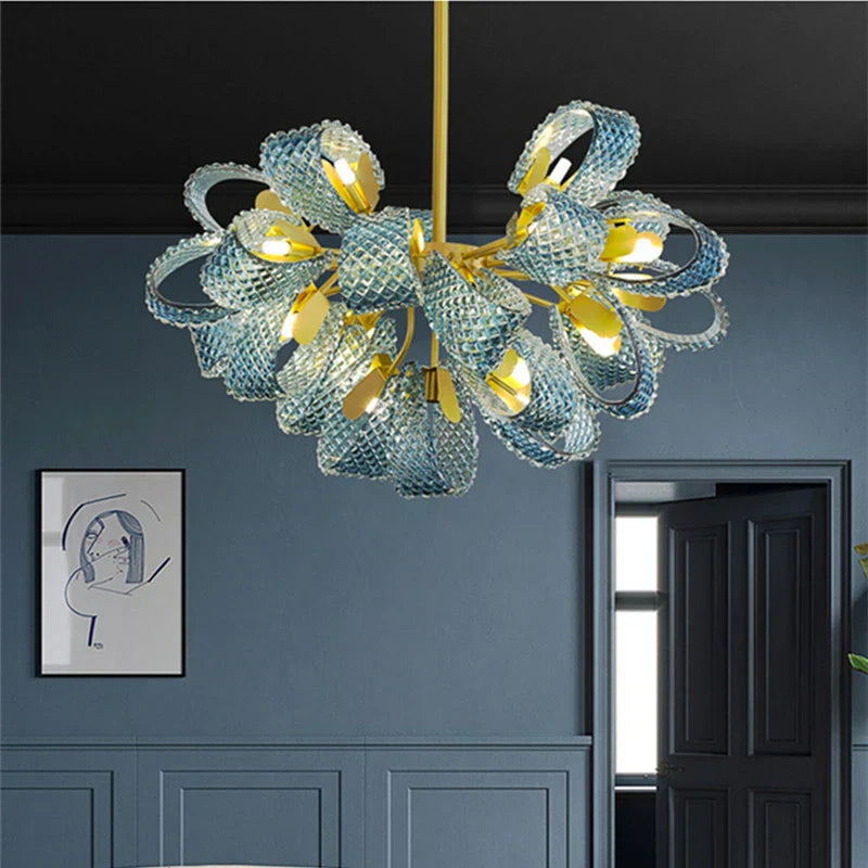 DecorBites™ Blue Glass LED Pendant Lamps for Home Decor and Lighting Innovation