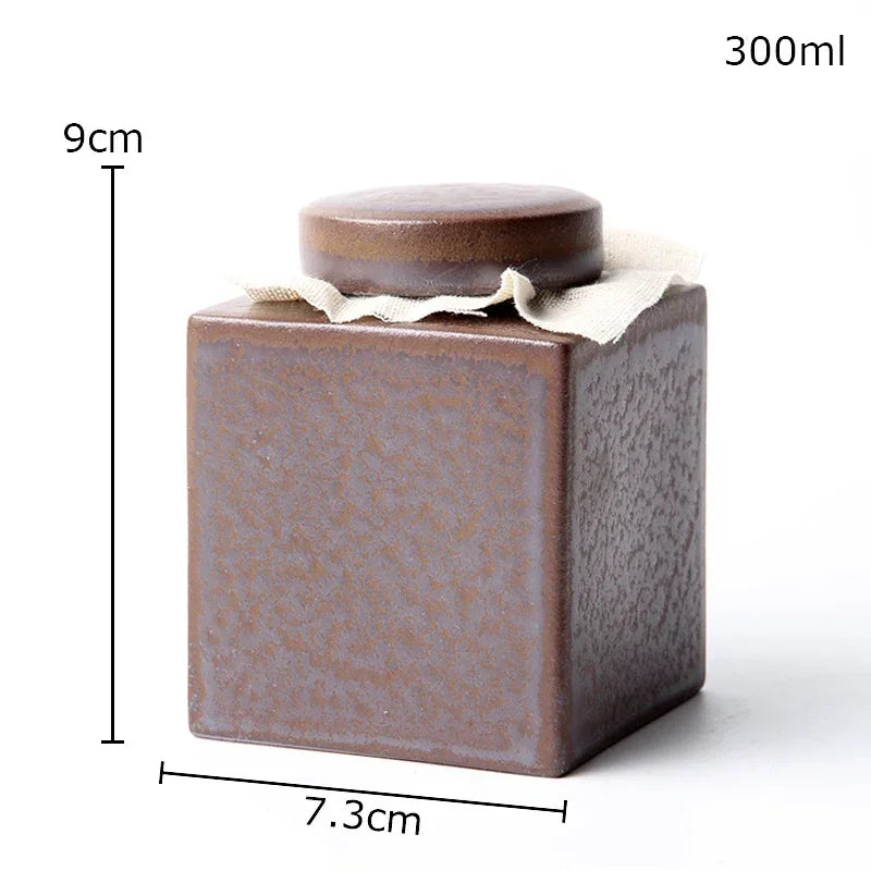 DecorBites™ Ceramic Tea Canister Pottery Jar for Tea and Coffee Storage