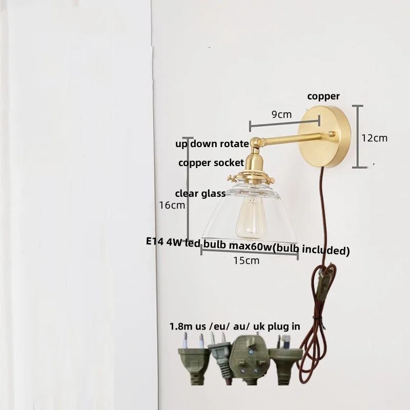 DecorBites™ Clear Glass LED Wall Lights with Pull Chain Switch.