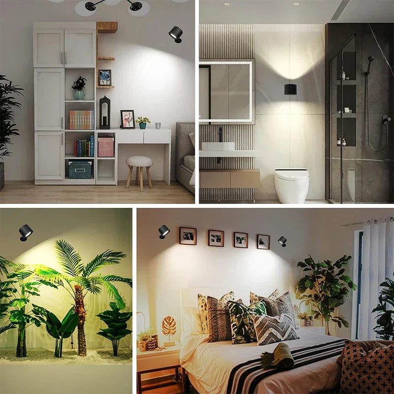 DecorBites™ Double Head LED Wall Lamp Touch Control Remote, 360° Rotation, USB Rechargeable