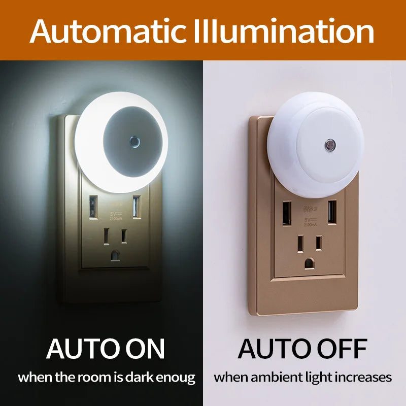 DecorBites™ LED Night Light Smart Sensor Plug-in Wall Night Lamp for Home Bedroom Hallway