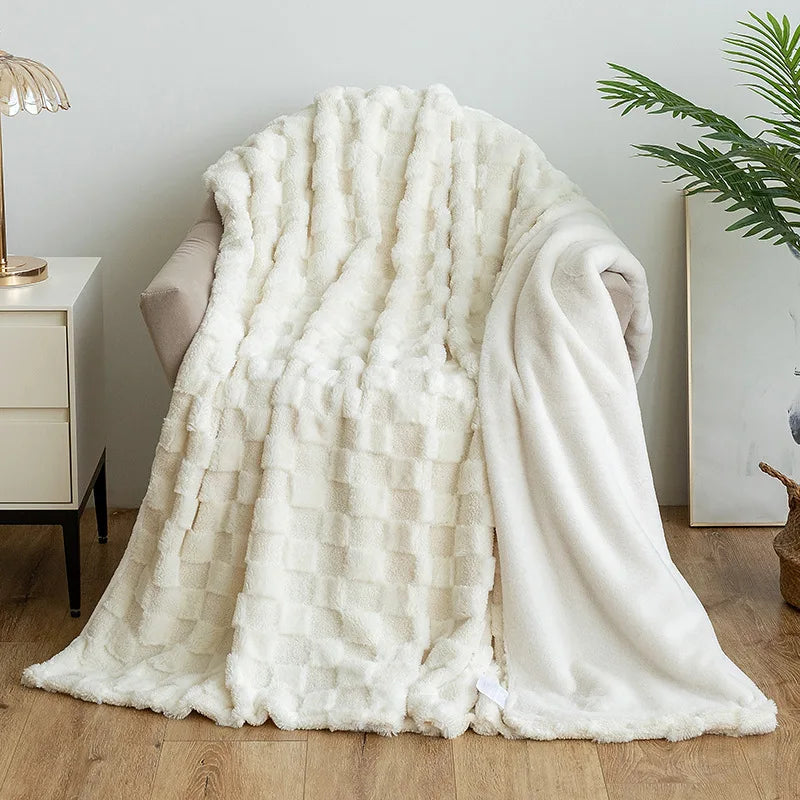 DecorBites™ Geometric Jacquard Flannel Sofa Cover - All Seasons Bed Sheets