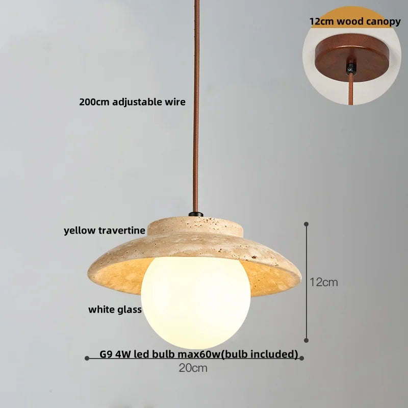 DecorBites™ LED Gourd Pendant Light Aisle Hotel Living Room Fixture Glass Travertine Hang Lamp