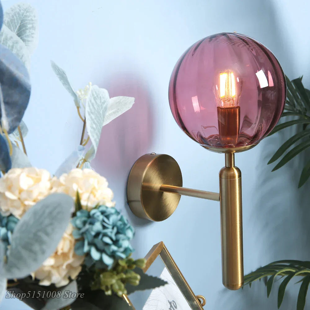DecorBites™ Glass Ball LED Wall Lamp Modern Bedroom Beside Light Fixture