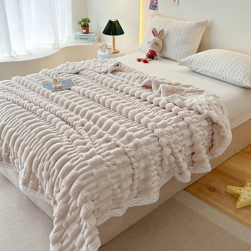 DecorBites™ Bamboo Velvet Blanket: Soft Flannel Sofa Cover & Shawlecessory