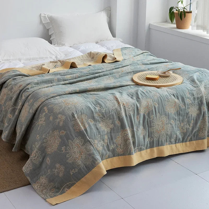 DecorBites™ Cotton Gauze Towel Throw Blanket - Soft and Cozy Bedspread for All Seasons