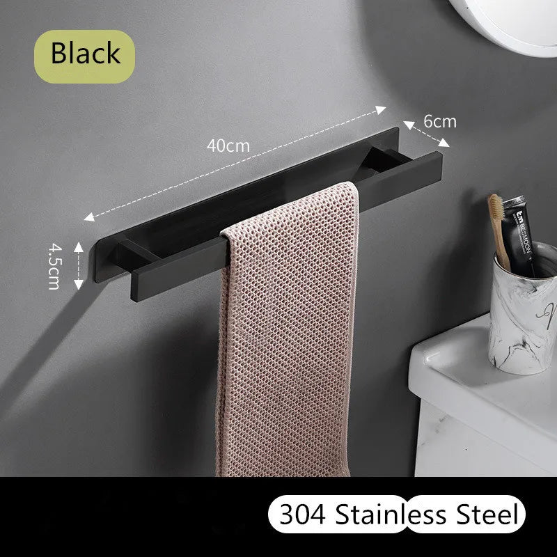 DecorBites™ Black Steel Towel Hanger - Square Bathroom Towel Rack