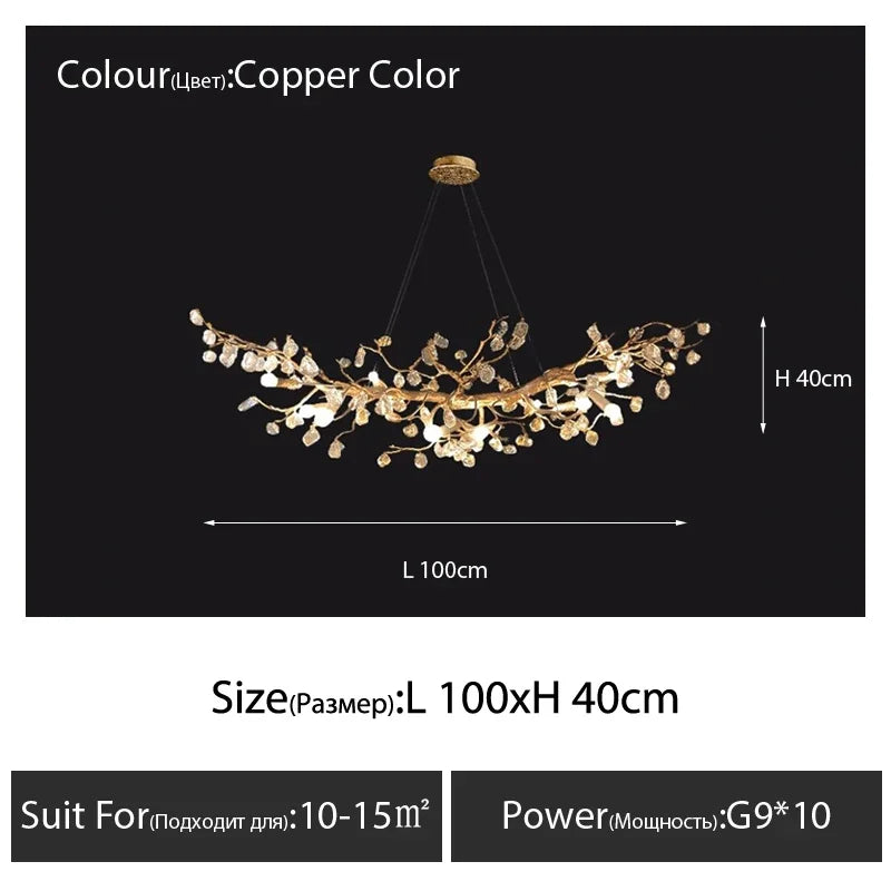 DecorBites™ Crystal Branch Ceiling Chandelier | Indoor Dining Living Room Light Fixture