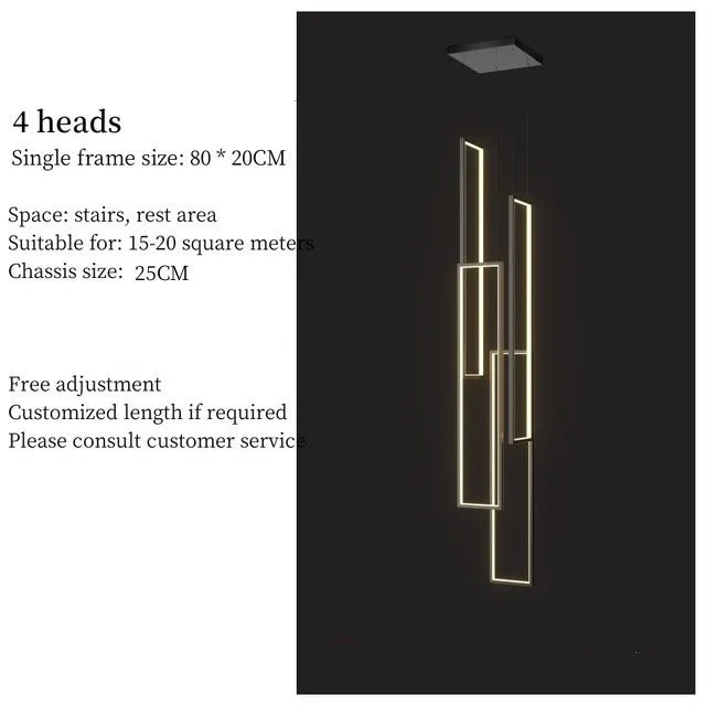 DecorBites™ LED Geometry Stair Chandelier - Luxury Nordic Villa Pendant Fixture for Modern Living