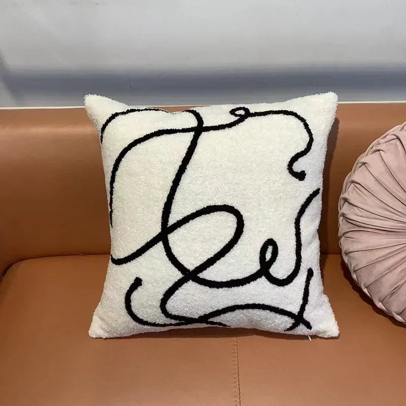 DecorBites™ Geometric Embroidery Cushion Covers: Nordic Modern Decorative Pillowcase for Living Room