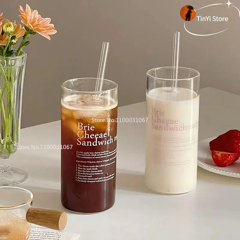 DecorBites™ Korean Style Glass Tumbler Tea Coffee Mug Waterbottle Kitchen Accessorie