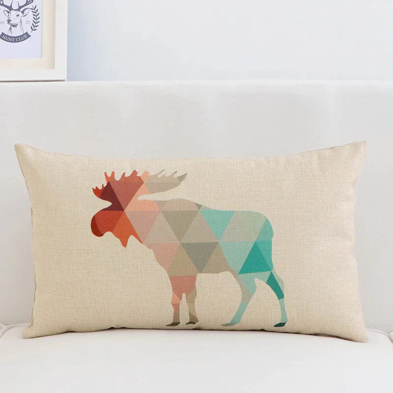 DecorBites™ Geometric Elk Design Linen Lumbar Pillow Cover 30X50cm Modern Nordic Home Decor