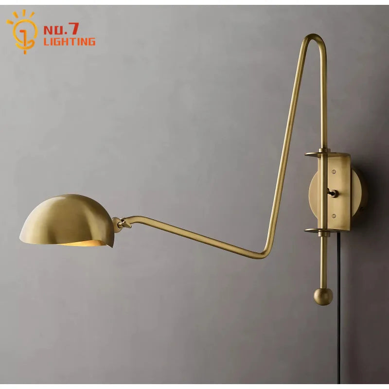 DecorBites™ Black/Gold Lustre Copper Swing Arm Wall Lamp for Modern Living Spaces