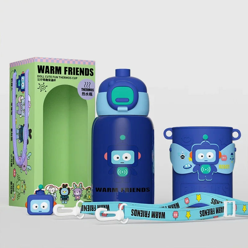 DecorBites™ Cartoon Animals Insulated Stainless Steel Mug with Silicone Sleeve