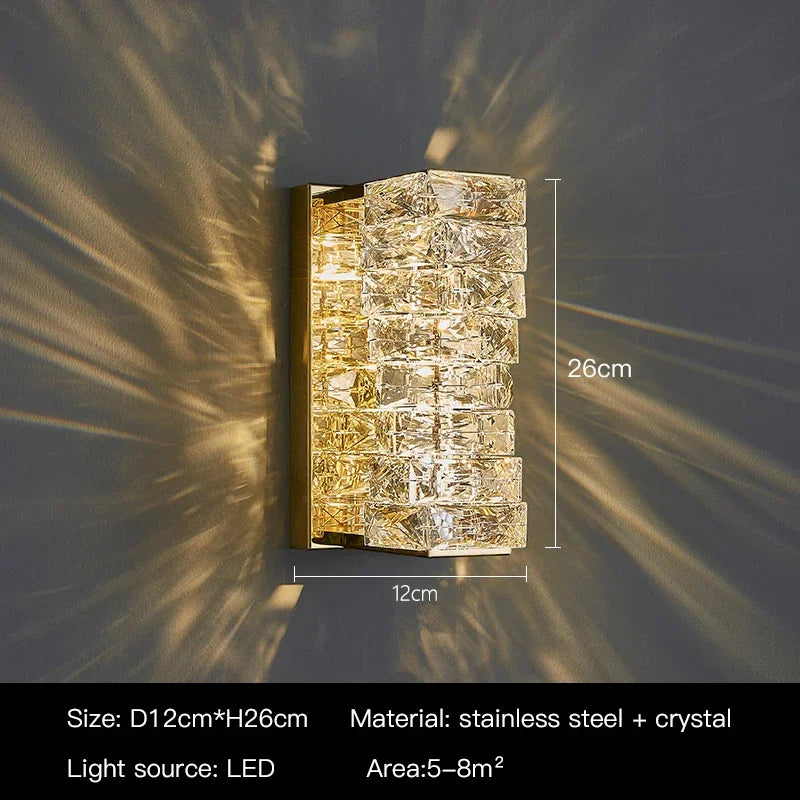DecorBites™ Crystal LED Wall Light: Modern Luxury Sconce for Living Room, Aisle, Bedside