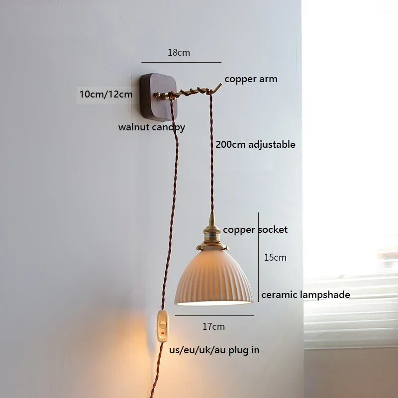 DecorBites™ Ceramic Ball LED Wall Lights with Pull Chain Switch for Bedroom Bathroom