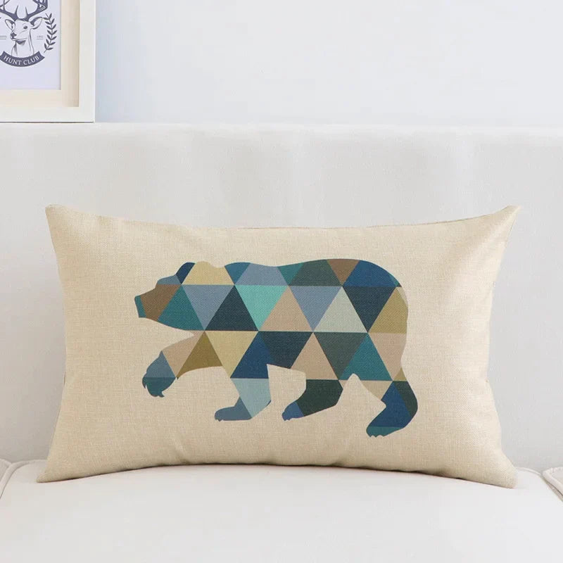 DecorBites™ Geometric Elk Design Linen Lumbar Pillow Cover 30X50cm Modern Nordic Home Decor