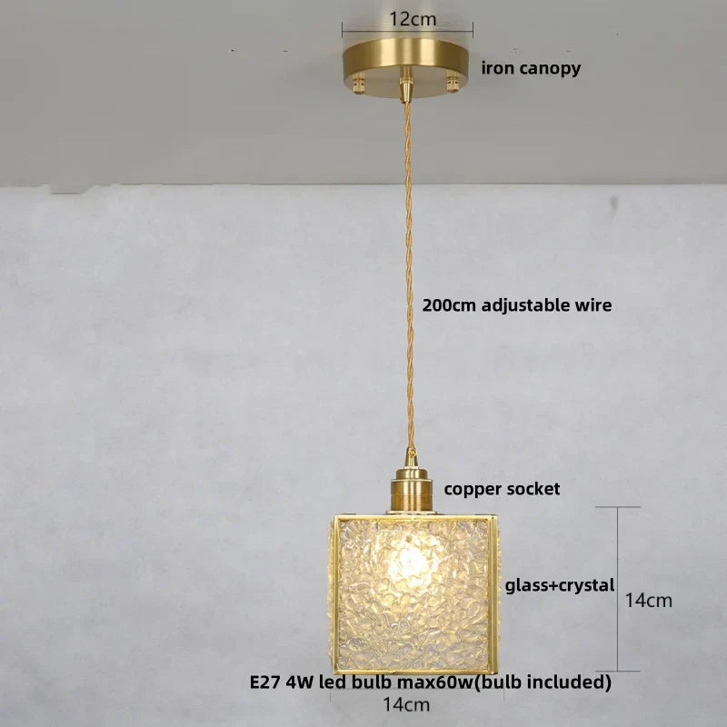 DecorBites™ Crystal Glass LED Pendant Lamp with Adjustable Copper Socket for Modern Luxury Décor